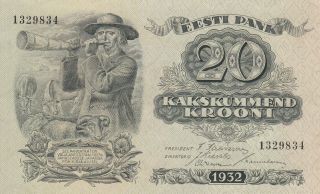 20 Krooni.  Estonia.  P64.  1932.  Unc. photo