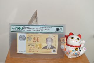 Singapore 2007 Pick 53,  20 Dollars,  S/n 0ad399041 Pmg66 