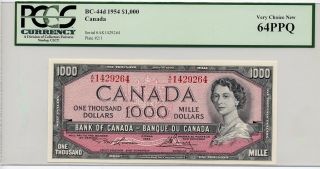 1954 $1000 Bank Of Canada Pcgs 64 Ppq photo