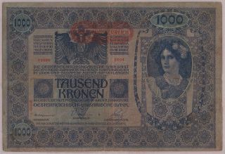 Austria 1919 - Banknote 1000 Kronen Circulated - Vf Pick 86 755992604 photo