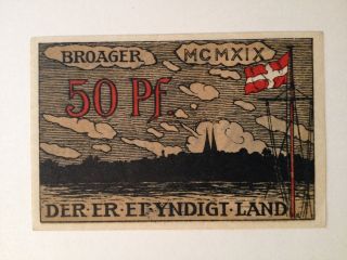 Post Ww1 1919 Kingdom Of Denmark 50 Pfennig Notgeld 