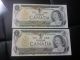 1973 Canadian One Dollar Bills.  2 Uncirculated.  Crisp And Canada photo 1