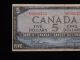 1954 Canada $5 Dollar Paper Note Circulated Canada photo 2