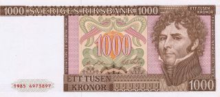 Sveriges Riksbank Sweden 1000 Kronor Nd Unc photo