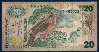 Sri Lanka (ceylon Central Bank) 20 Rupees 1979 P - 86 Exotic Bird Monkey Etc photo