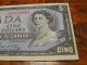 1954 Bank Of Canada Five Dollar Bill Canada photo 2