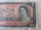1954 $2 Canadian Dollard Note Near Solid.  Full Radar Note K/u 7771777 Canada photo 2