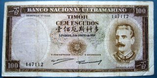 Portuguese Timor 1959 100 Escudos With Jose Celestino Da Silva photo