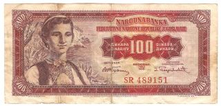 Yugoslavia 100 Dinara 1955 Banknote P69 photo