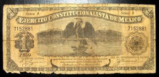 1 Peso (march 1914) From Mexico,  Central America Ejercito Constitucionalista photo