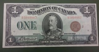Rare 1923 Dominion Of Canada One Dollar Bill Bronze Seal Ef Has Two Faint Folds photo