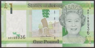 Jersey - 1 Pound 2010 Uncirculated - P 32 Prefix Ad / Dd photo