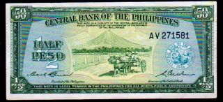 Philippines Half Peso Banknote English Series 50 Centavos Garcia/cuaderno photo