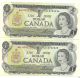 1973 X 3 Pairs Canada One Dollar Bank Note Lawson/bouey All Start With Aa Prefix Canada photo 3