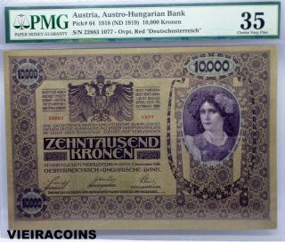 1918 Austria,  Austro - Hungarian Bank 10,  000 Kronen - Pmg Vf35 - Pick 64 - 3355 photo
