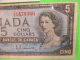 1 - 1954 Ottowa $5 - Canadian Bank Note Canada photo 2
