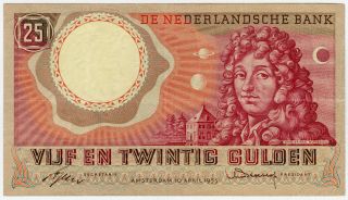 Netherlands 1955 Issue 25 Gulden Crisp Note Xf.  Pick 87. photo