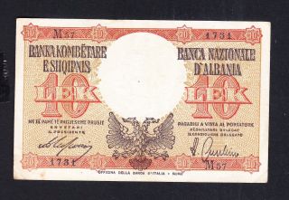 1939 Albania Paper Money,  10leke.  Italy Occupation photo