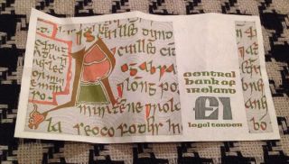Central Bank Of Ireland £1 Legal Tender Note Very Crisp Circulated photo