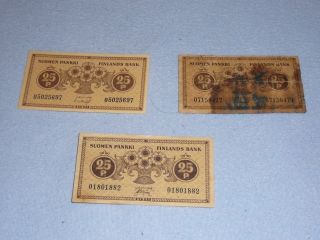 3 Banknote - 25 Penia Finland 1918 photo