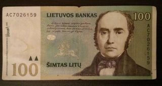 Lithuania 100 Litu 2000 Banknote Simonas Daukantas High Nominal Value photo