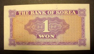 Korean 1 Won Bank Note Rare 