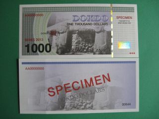 Korea 2013 Dokdo Islands (独岛) Specimen Note 1000 Dollars Crisp Gem Unc photo