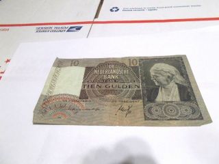 1940 Netherlands 10 Gulden Banknote Tien Note De Nederlandsche Bank Amsterdam photo