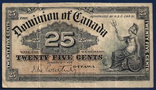 1900 Dominion Of Canada Twenty Five (25) Cents P - 9a Shinplaster Courtney Sign photo