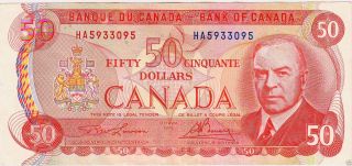 Fifty Dollar Canada $50.  Crisp Note 1975 Lawson/bouey Ha 5933095 Ef, photo