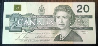1991 $20 Canada Bank Note - Uncirculated - Serial: Avd7128992 photo