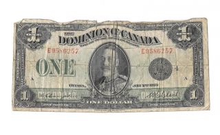 1923 $1 Dominion Of Canada Low Grade Note photo