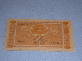 5 Markka Finland 1945 Banknote photo