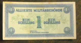 Series 1944 Austria Military Payment Certificate - One Schilling Banknote photo