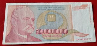 Yugoslavia 500000000000 500 Billion 500,  000,  000,  000 Dnr 1993 P 137 photo