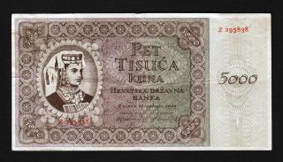 Croatia Banknote 5000 Kuna,  1943,  Design V.  Kirin photo