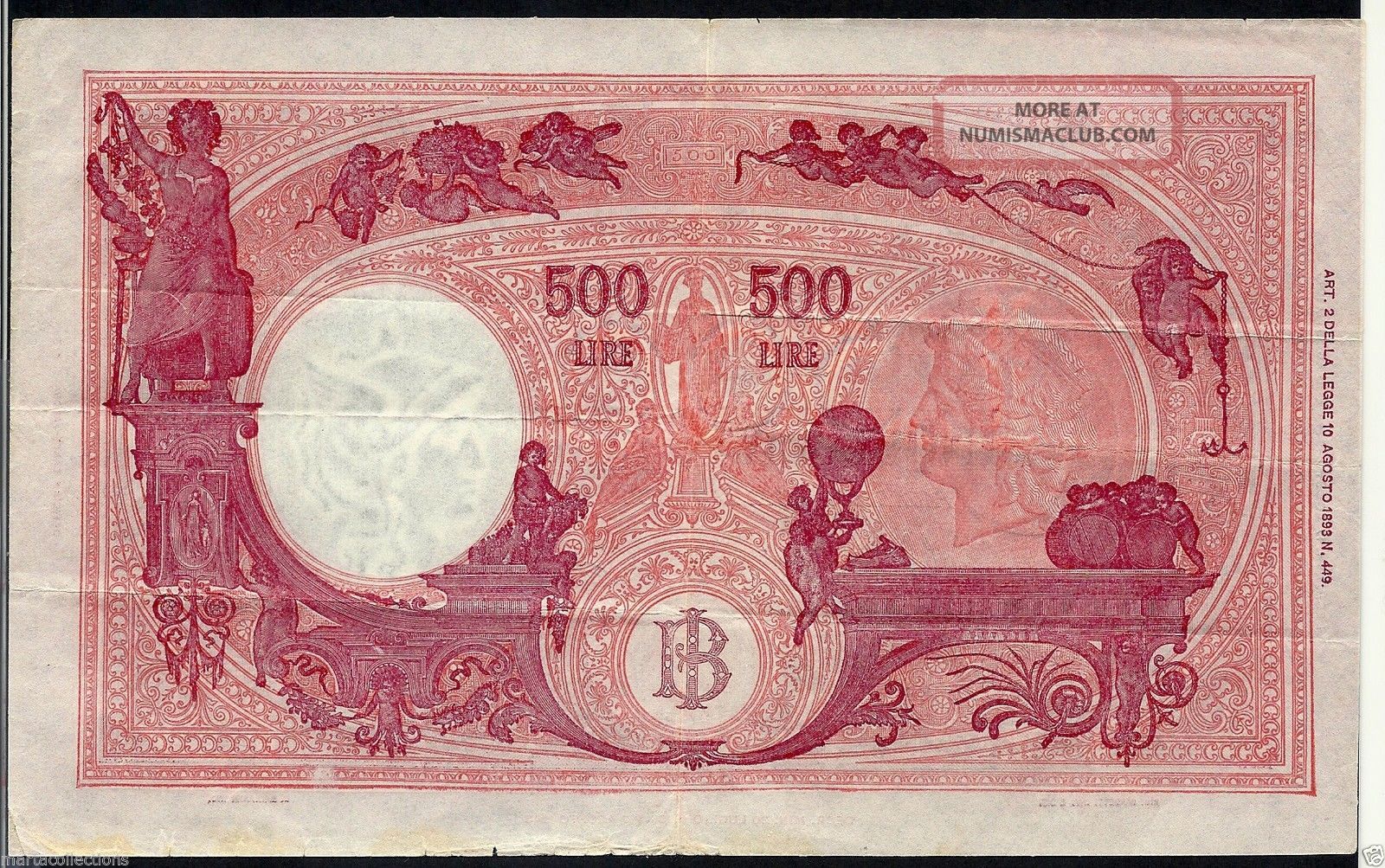 Italy 500 Lire 1943 Vf See Scan