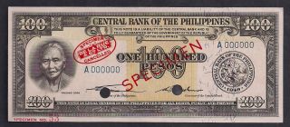 Philippines 100 Pesos 1949 P139s With Red Specimen Tdl photo