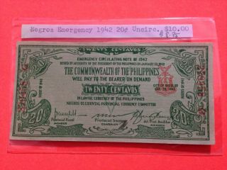 Philippines Emergency Moneyjapanese Occupation Negros Occ.  1942 20 Centavos photo