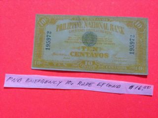 Philippines Emergency Moneyjapanese Occupation P.  N.  B.  10 Centavos photo