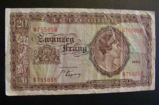 Luxembourg 20 Francs 1943 photo