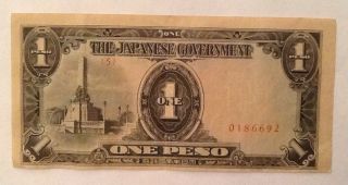 1943 1 Peso Philippines Japanese Occupation Currency - We Combine Shipment photo