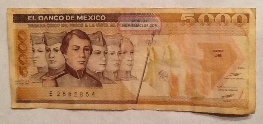 5000 Pesos Mexico Banknote - We Combine Shipment