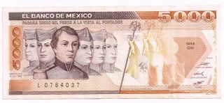 1985 Mexico 5000 Pesos Note - P87 photo