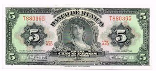1963 Mexico 5 Pesos Note - P60h photo