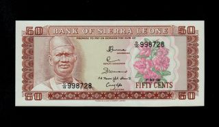 Sierra Leone 50 Cents 1981 D/10 Pick 4d Unc. photo