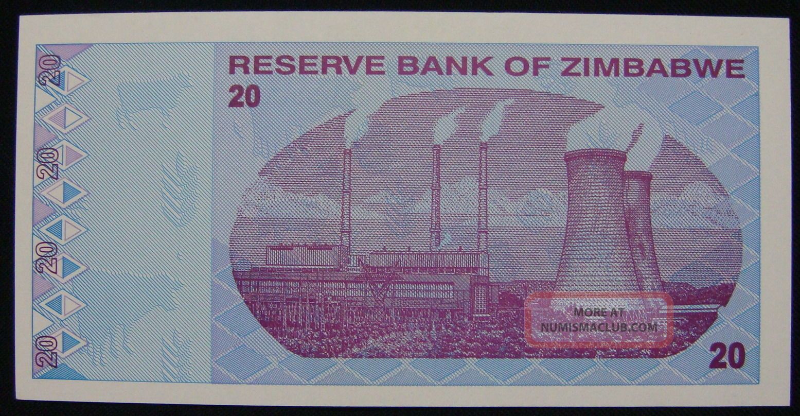 Zimbabwe 20 Dollars 2009 Unc. ,  Rare Series Aa Africa photo