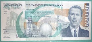 Mexico 10000 10 000 Peso Note,  P 90 C,  Issued 28.  03.  1989,  Black Serial photo