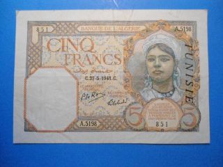 1941 5 Francs Algeria.  Crisp And Colorful photo