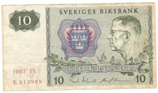 10 Kroner From Sweden 1987 photo